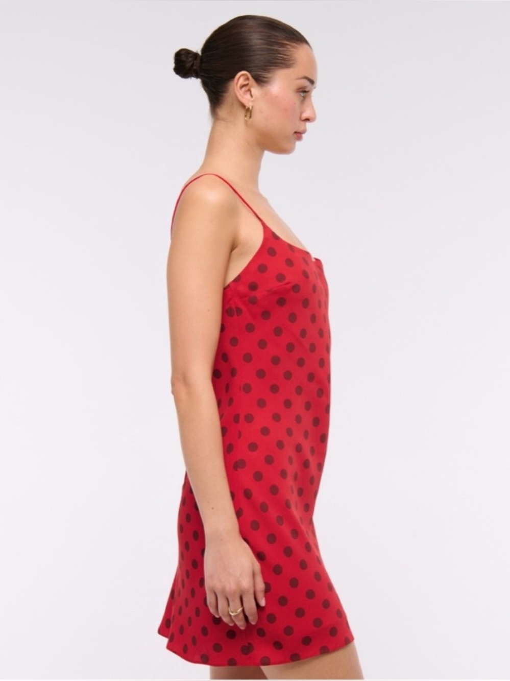 Abercrombie & Fitch NWT Red Polka Dot Mini Slip Dress - Size Small Petite - Picture 12 of 13